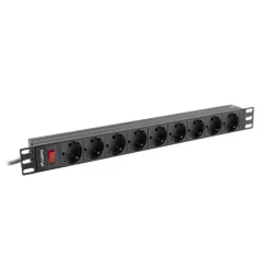 Lanberg 19" PDU/elosztósor 1U 16A 3m 9x Schuko aljzat