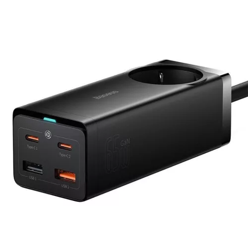 Baseus GaN3 Pro hálózati töltő 2xUSB + 2xUSB-C + AC 65W Black