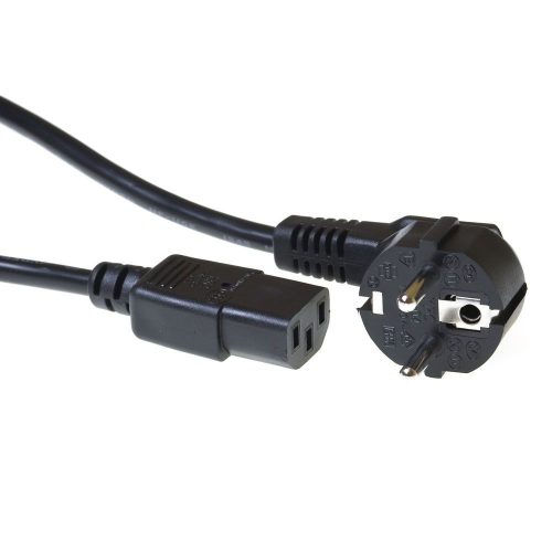 ACT Powercord mains connector Schuko CEE 7/7 male (angled) - C13 IEC 60320 2,5m Black