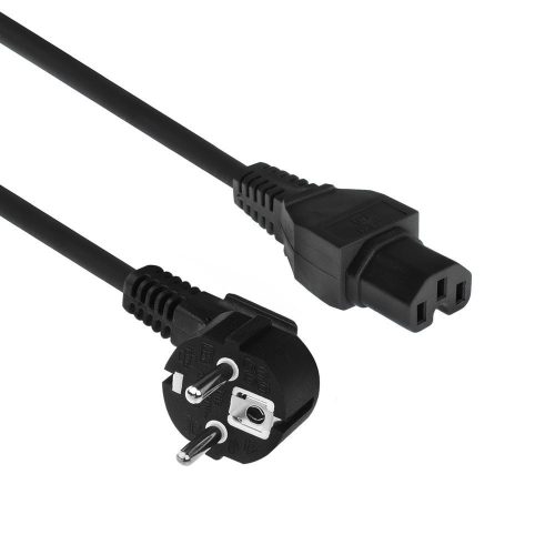 ACT Powercord mains connector Schuko CEE 7/7 male (angled) - C15 IEC 60320 2m Black