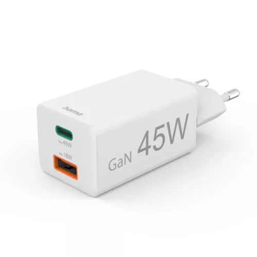 Hama Fast Charger GaN Mini Charger 45W White