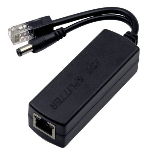 Nestron 12V PoE splitter, PoE bemenet / 12VDC+10/100 Ethernet kimenet; max. 30W