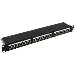   Nestron 19" patch panel; 24 port; Cat6; árnyékolt; tehermentesítővel; dual IDC (Krone/110)