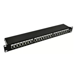   Nestron 19" patch panel; 24 port; Cat6A; árnyékolt; tehermentesítővel; dual IDC (Krone/110)