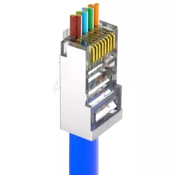   Nestron Árnyékolt RJ45 csatlakozó; Cat6; átfűzhető; fali és patch kábelekhez; 100 db/csomag