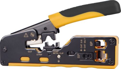 Nestron Moduláris krimpelő fogó átfűzhető csatlakozókhoz; 8P8C (RJ45), 6P6C (RJ12), 6P4C(RJ11)