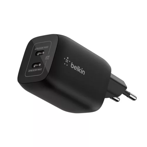 Belkin BoostCharge Dual Port USB-C Adapter Black