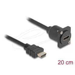 DeLock D-Type HDMI male to female cable 0,2m Black