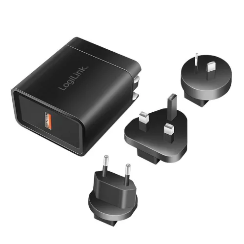 Logilink USB socket travel adapter for QC 3 18W Black