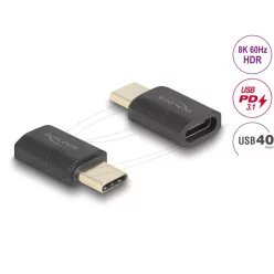   DeLock USB Adapter 40 Gbps USB Type-C PD 3.1 240 W male to female port saver 8K 60Hz