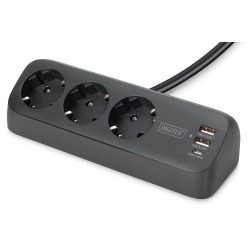 Digitus Hálózati Elosztó Kapcsolóval 3DIN 1,5m Black