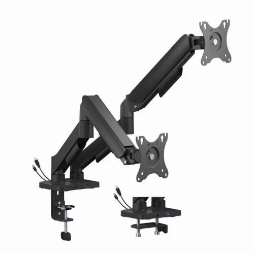 Gembird MA-DA2U-01 2-Display Mounting Arm with USB ports 17”-32” Black