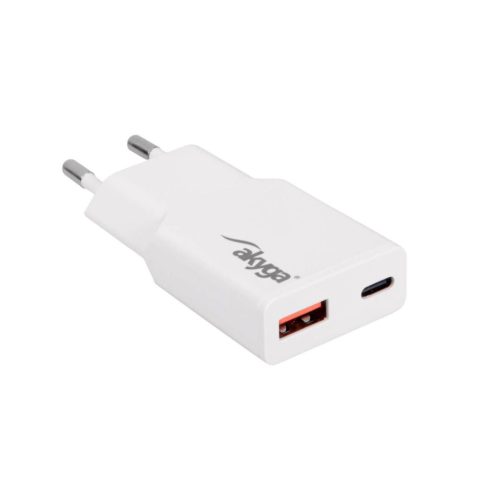 Akyga AK-CH-27 USB-A/USB-C PD 30W Quick Charge 3.0 GaN White