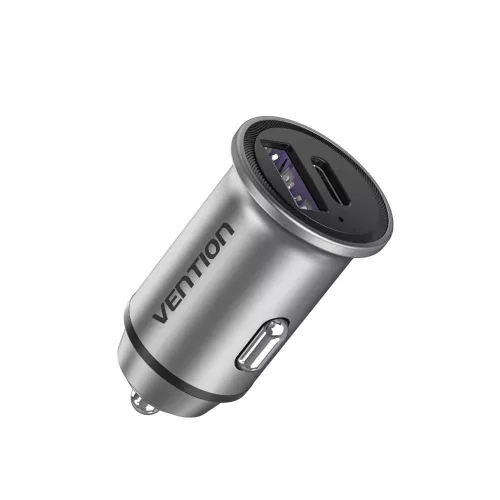 Vention Car charger USB-A+C 2port 30W Grey