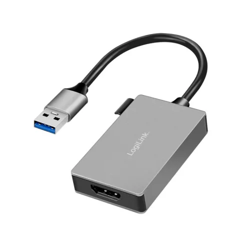 Logilink USB 3.0 adapter USB-A/M to HDMI-A/F 1080p 0,15m Grey
