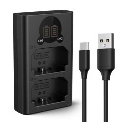   K&F Concept hordozható dupla BC-QZ1 akkumulátor töltő, LCD, USB-C, 2db FZ100 akkumulátorhoz