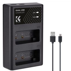   K&F Concept hordozható dupla LC-E17 akkumulátor töltő, USB-C, 2db LP-E17 akkumulátorhoz