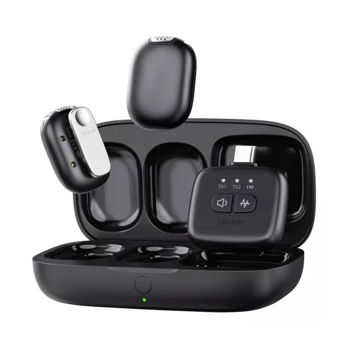 Ulanzi A30 vezeték nélküli Mini lavalier mikrofon 2 mikrofon és 1 vevő usb-c lighting Black