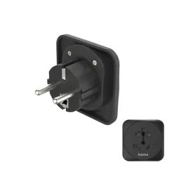   Hama Travel Adapter Type E and F 3-Pin Universal World to Europe Black
