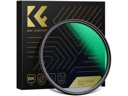 K&F Concept NANO-X series, Blue Streak szűrő, vízlepergető, karcálló, zöld bevonat, 77mm