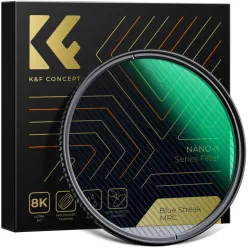   K&F Concept NANO-X series, Blue Streak szűrő, vízlepergető, karcálló, zöld bevonat, 82mm