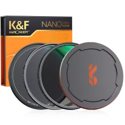   K&F Concept NANO-X series, MCUV + CPL szűrő, vízlepergető, karcálló, fém objektívsapka + tok, 67mm