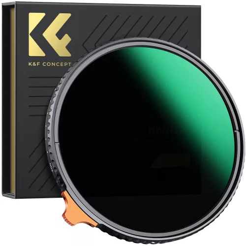 K&F Concept NANO-X Slim, HD, VARIO ND 2-400 változtatható szürkeszűrő, vízlepergető, karcálló, 49mm