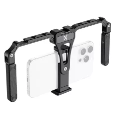   K&F Concept telefon rig, cage, univerzális keret, összecsukható, 3db vakupapucs, állványmenet