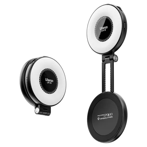 Ulanzi LM19 Magsafe mágneses csatlakozású kör LED lámpa, összecsukható, 400mAh, fekete