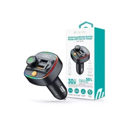   Devia Bluetooth FM-transmitter autós gyorstöltő 30W PD+QC Black