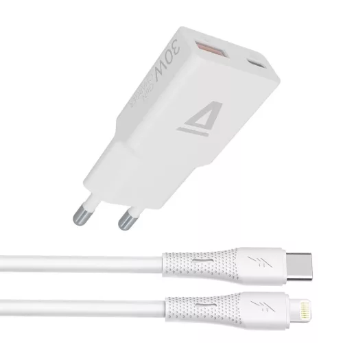 Avax CH6414 GaN charger with Lightning cable White