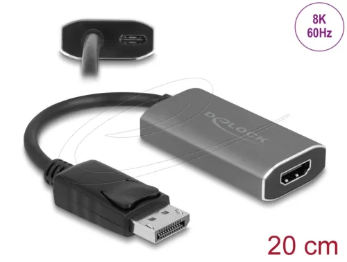 DeLock Active DisplayPort 1.4 to HDMI 8K adapter 0,2m Black