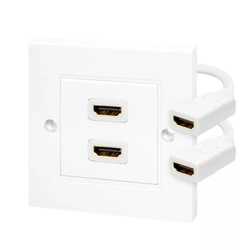 Logilink HDMI wall plate 2-port with 2x HDMI-A cable F/F 4K/30 Hz White