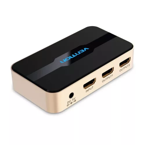 Vention 1 In 2 Out HDMI Splitter 4K@30Hz Gold Aluminum Alloy Type