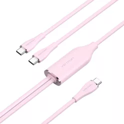 Vention USB 2.0 C to 2xUSB C Cable 1,5m Pink