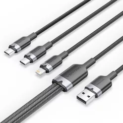   Vention USB 2.0 A to USB-C/Lightning/Micro USB-B Cable 1,5m Black