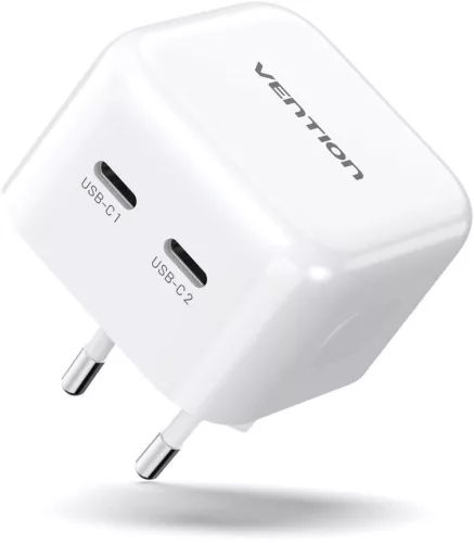 Vention 2-Port USB-C Charger White