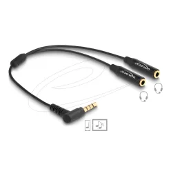   DeLock Audio Splitter stereo jack male 3.5 mm to 2 x stereo jack female 3.5 mm 4 pin angled Black