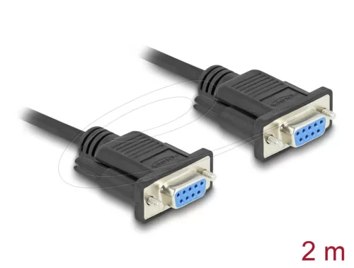 DeLock RS-232 Cable Serial D-Sub9 female to female with narrow plug housing 2m Black