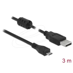 DeLock USB 2.0 Type-A male to Micro-B male cable 3m Black