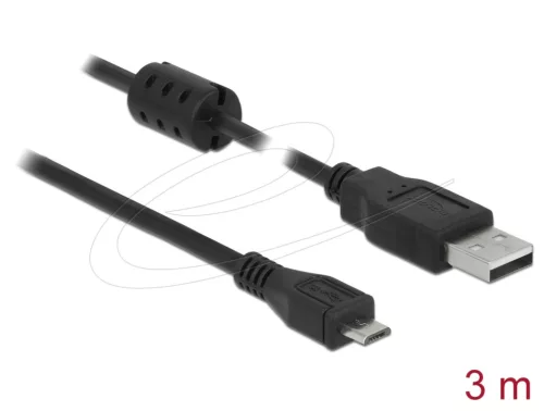DeLock USB 2.0 Type-A male to Micro-B male cable 3m Black