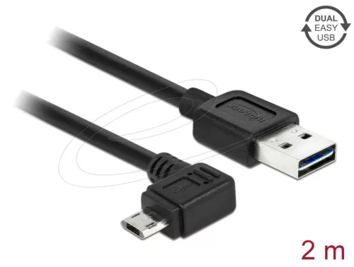 DeLock EASY-USB 2.0 Type-A male > EASY-USB 2.0 Type Micro-B male angled left/right 2m Black
