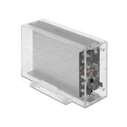   DeLock External Dual Enclosure for 2x3.5″ SATA HDD Transparent