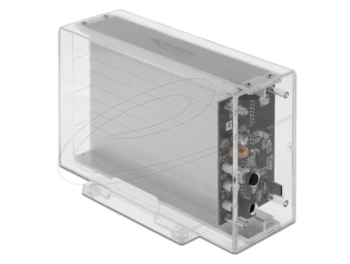 DeLock External Dual Enclosure for 2x3.5″ SATA HDD Transparent