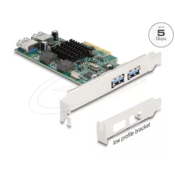   DeLock PCI Express x4 Card to 2xExternal USB 5Gbps Type-A + 2xInternal USB 5Gbps Type-A Dual Channel Low Profile Form Factor