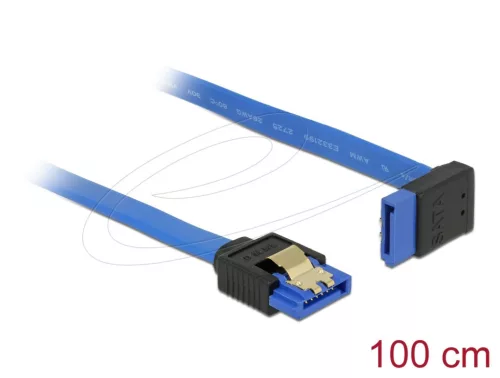 DeLock SATA 3 Gb/s Cable straight to right angled 100cm Blue