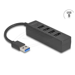 DeLock 4-portos USB3.0 HUB Black
