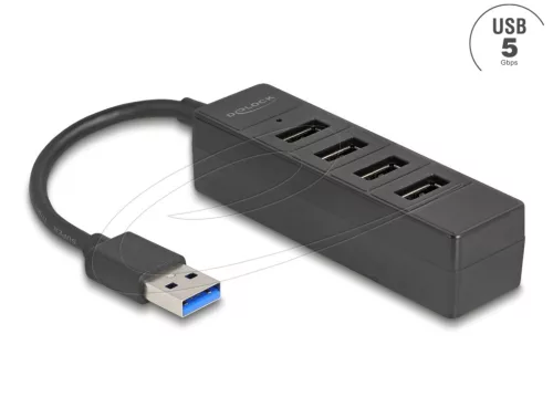 DeLock 4-portos USB3.0 HUB Black