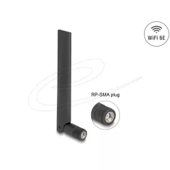 DeLock WiFi 6E Antenna RP-SMA plug  3dBi Black