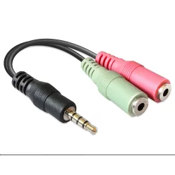   DeLock Headset Adapter 1 x 3.5mm 4 pin Stereo jack male > 2 x 3.5mm 3 pin Stereo jack female